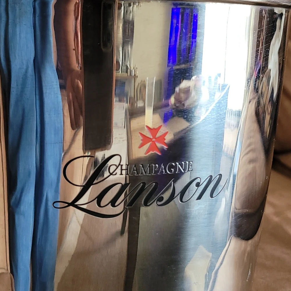 Vintage French Lanson Champagne Metal Ice Bucket